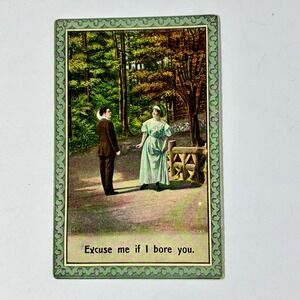 Antique 1910 Bamforth & Co Postcard 6026 Excuse Me If I Bore You Edwardian Humor